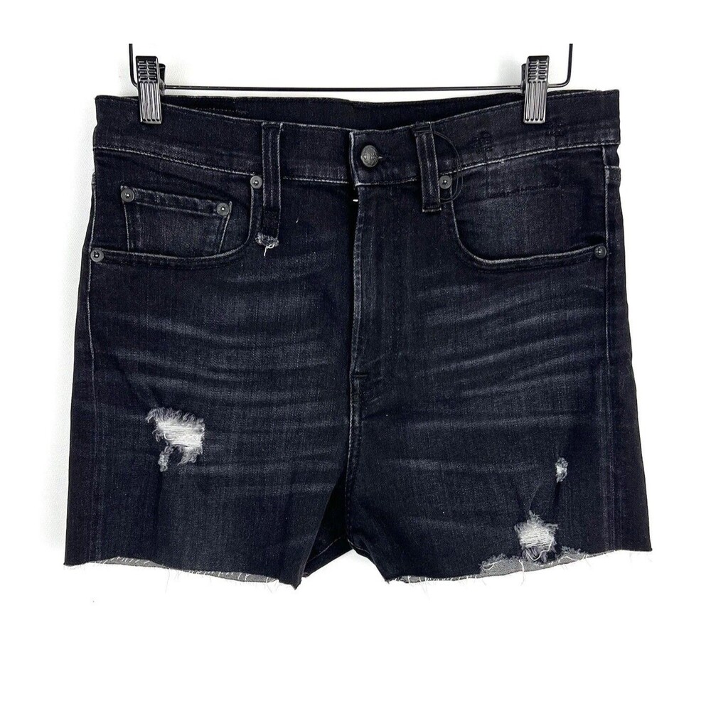 R13 Women's Black Distressed Denim Jean Shorts